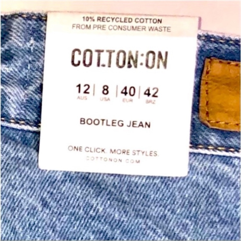 Cotton On Light Blue Wash 100% Cotton Vintage High Waisted Flare BootLeg Size 8 - Picture 12 of 13